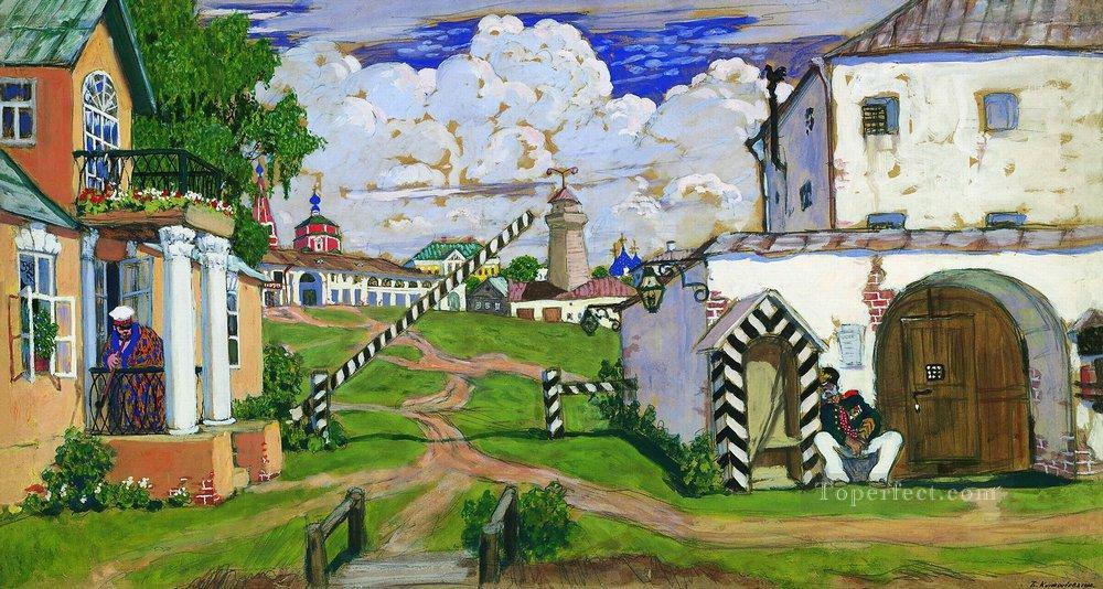 市の出口の広場 1911年 ボリス・ミハイロヴィチ・クストーディエフ 街並み 都市の風景油絵
